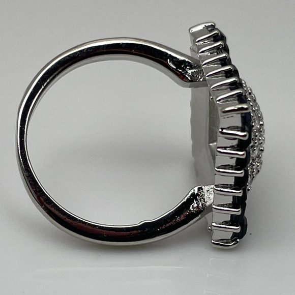 Women Ring Silver Tone Fashion Zircon Cluster Jewe - Picture 7 of 11